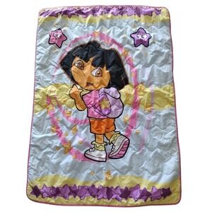 Vintage Y2K Nick Jr Dora The Explorer 53"×40"‎ Baby Toddler  Quilt Blanket 2004